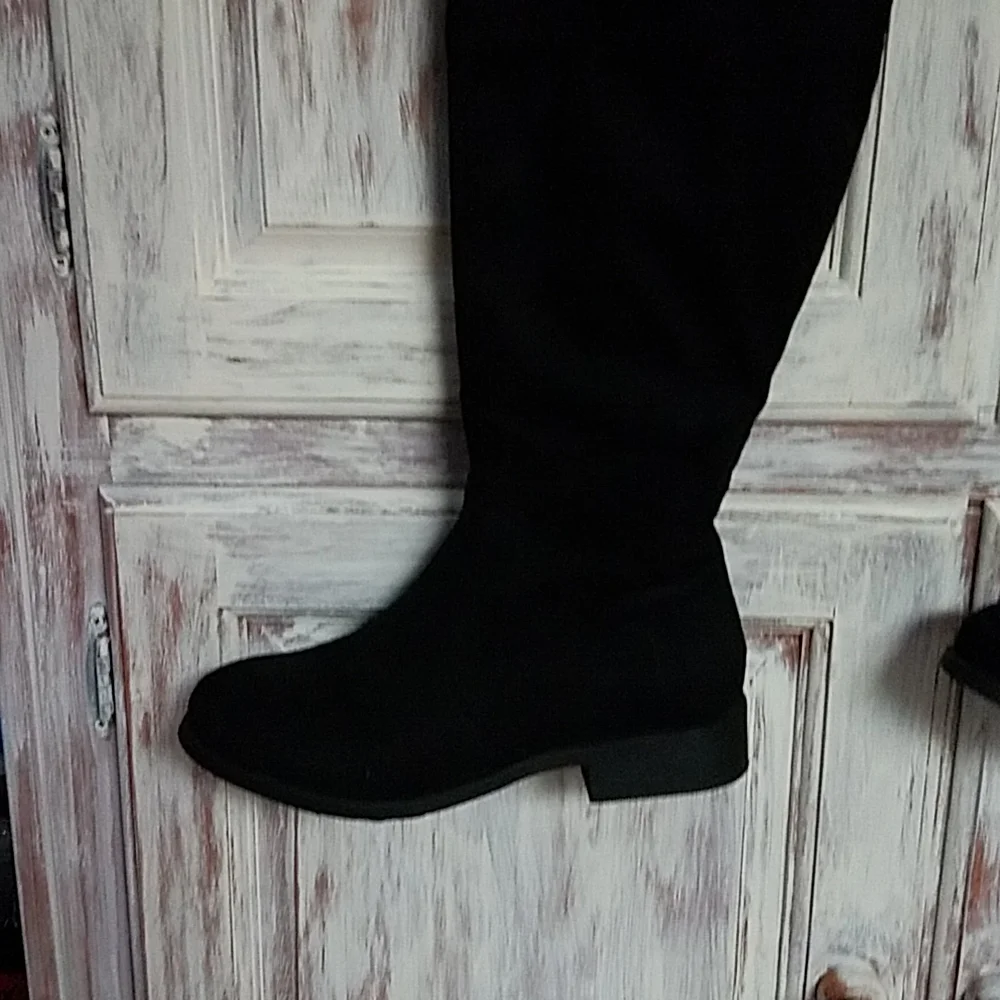 Over-the-Knee Black Suede Boots - Classic Women's Style